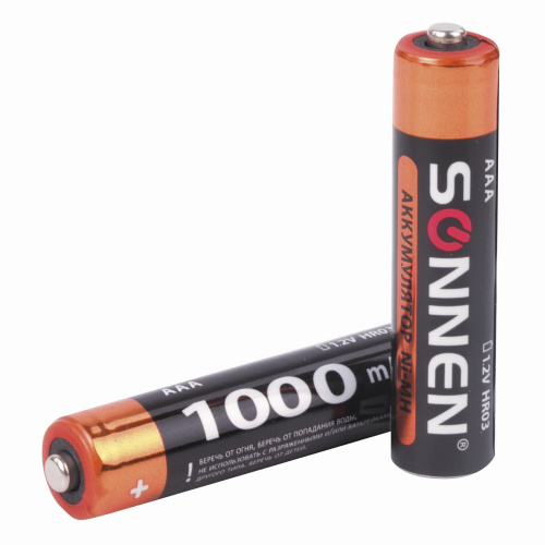 Батарейки аккумуляторные SONNEN, AAA, 2 шт., 1000 mAh, в блистере фото 6