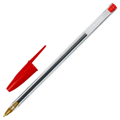 Ручка шариковая STAFF "Basic BP-01", письмо 750 метров, длина корпуса 14 см, красная