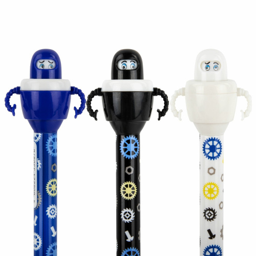 Ручка фигурная шариковая ЮНЛАНДИЯ "Робот", корпус ассорти, пишущий узел 0,7 мм, синяя фото 9