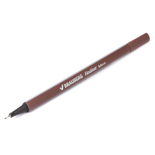 Ручка капиллярная (линер) BRAUBERG "Aero", трехгранная, металлический наконечник, коричневая фото 7