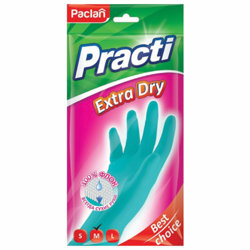 Перчатки хозяйственные PACLAN Practi Extra Dry, резиновые, размер M, синие