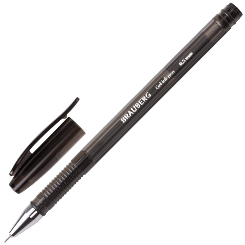 Ручка гелевая BRAUBERG "Income", корпус тонированный, линия письма 0,35 мм, черная