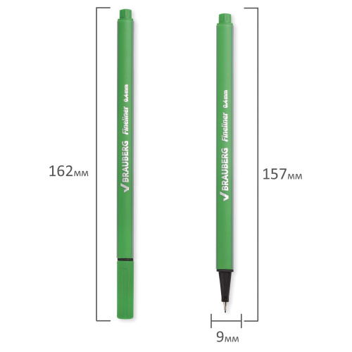 Ручка капиллярная (линер) BRAUBERG "Aero", трехгранная, линия письма 0,4 мм, светло-зеленая фото 7