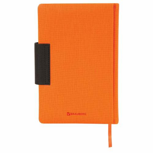Ежедневник недатированный BRAUBERG, А5, 138x213 мм, под кожу, застежка 160 л., оранжевый/черный фото 7