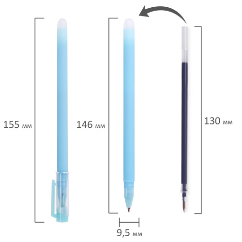 Ручки стираемые гелевые ЮНЛАНДИЯ "Лимонад", 4 шт., линия письма 0,35 мм, синие фото 8
