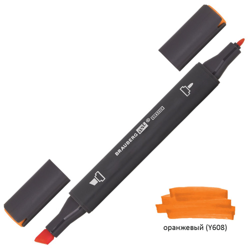 Маркер для скетчинга двусторонний BRAUBERG ART CLASSIC, 1 мм-6 мм , оранжевый