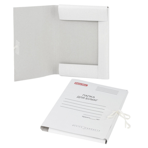 Папка для бумаг ОФИСМАГ, с завязками картонная мелованная, плотность 320 г/м2, до 200 л. фото 7