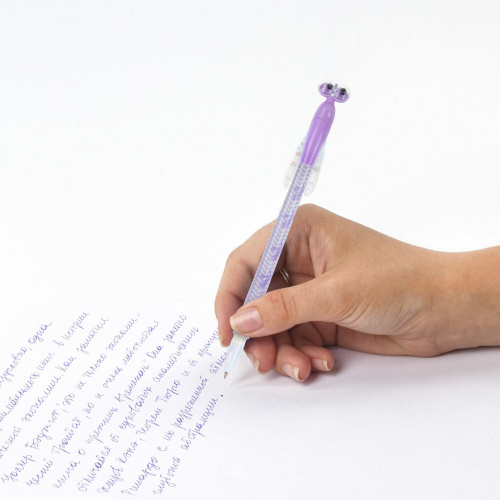 Ручка фигурная шариковая ЮНЛАНДИЯ "Стрекоза", корпус ассорти, пишущий узел 0,7 мм, синяя фото 4
