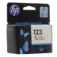 Картридж струйный HP Deskjet 2130, №123, цветной, оригинальный, ресурс 100 стр.