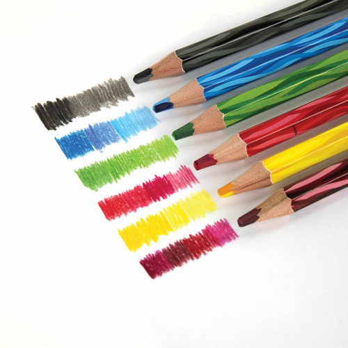 Карандаши с многоцветным грифелем ЮНЛАНДИЯ "MAGIC", 6 штук, 24 цвета, утолщенные фото 8