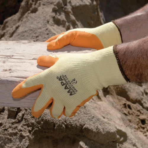 Перчатки текстильные MAPA Enduro/Titan 328, натуральный латекс, размер 10 (XL), оранжевые/желтые фото 9