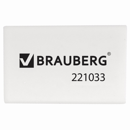 Ластик BRAUBERG, 26х17х7 мм, белый, прямоугольный фото 6