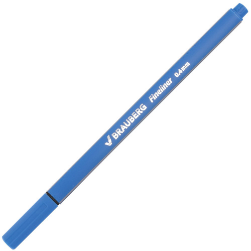 Ручка капиллярная (линер) BRAUBERG "Aero", трехгранная, металлический наконечник, голубая фото 8