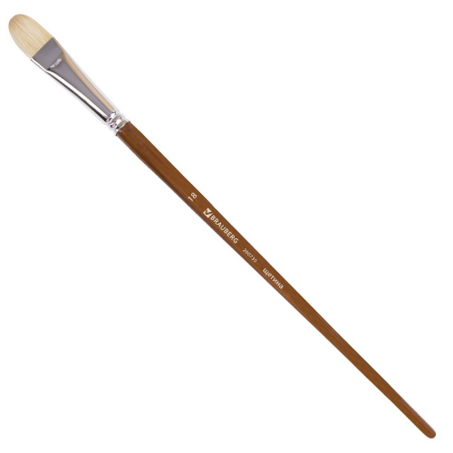 Кисть художественная профессиональная BRAUBERG ART CLASSIC, №18, щетина, овальная, длинная ручка