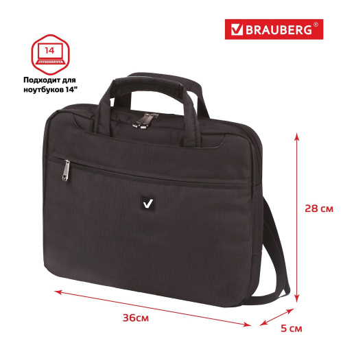 Сумка деловая BRAUBERG "Chance", 36х28х5 см, с отделением для ноутбука 14", 3 кармана, черная фото 6