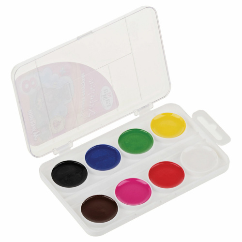 Краски акварельные ГАММА "Мультики", 8 цветов, медовые, без кисти, пластиковая коробка фото 5