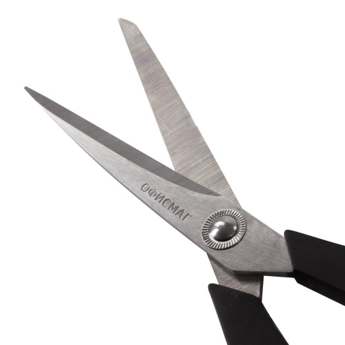 Ножницы ОФИСМАГ "Soft Grip", 216 мм, черно-красные, 3-х сторонняя заточка, картонная упаковка фото 5