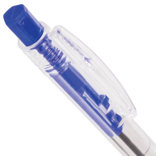 Ручка шариковая автоматическая STAFF "Basic", корпус прозрачный, узел 0,7 мм, синяя фото 4