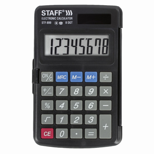 Калькулятор карманный STAFF STF-899, 117х74 мм, 8 разрядов, двойное питание фото 4