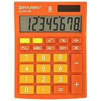 Калькулятор настольный BRAUBERG, 154x115 мм, 8 разрядов, двойное питание, оранжевый