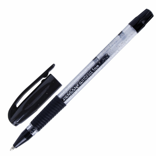 Ручка гелевая PENSAN "Glitter Gel", чернила с блестками, линия письма 0,5 мм, дисплей, черная фото 4