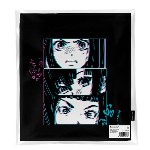 Сумка-шоппер BRAUBERG PREMIUM, канвас, 40х35 см, на кнопке, карман, черный, "Anime face", 271903 фото 4
