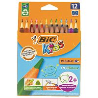 Карандаши цветные утолщенные BIC "Kids Evolution Triangle", 12 цветов, пластиковые, трехгранные