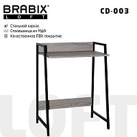 Стол на металлокаркасе BRABIX "LOFT CD-003", 640х420х840 мм, цвет дуб антик