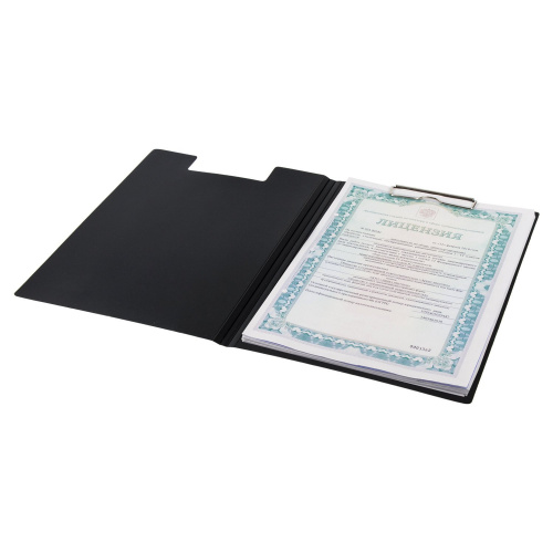 Папка-планшет BRAUBERG "Стандарт", А4, с прижимом и крышкой, пластик, 0,9 мм, черная фото 2