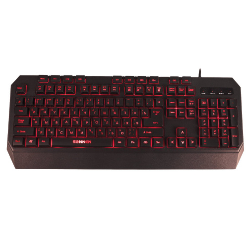 Клавиатура проводная игровая SONNEN KB-7700, USB, 104 клавиши + 10 программир клавиш, RGB, черная фото 5