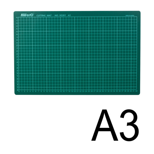 Коврик-подкладка настольный для резки KW-trio, А3, сантиметровая шкала, зеленый