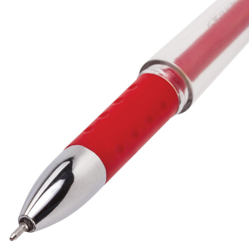 Ручка гелевая с грипом BRAUBERG "Geller", игольчатый узел 0,5 мм, линия письма 0,35 мм, красная фото 9