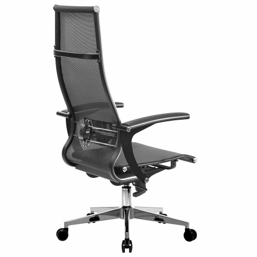 Кресло офисное МЕТТА "К-7-Т" хром, прочная сетка, сиденье и спинка регулируемые, черное фото 8