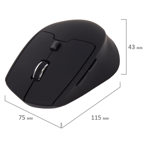 Мышь беспроводная SONNEN V33, USB, 800/1200/1600 dpi, 6 кнопок, оптическая, черная фото 6