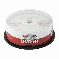 Диски DVD+R SONNEN, 4,7 Gb, 16x, 25 шт.