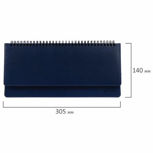 Планинг настольный недатированный BRAUBERG "Imperial", 305x140 мм, кожзам, 60 л., синий фото 3