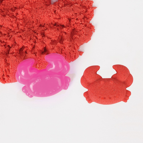 Песок для лепки кинетический, ЮНЛАНДИЯ, 500 г, 2 формочки, ведерко, красный фото 3