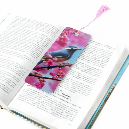 Закладка для книг BRAUBERG "Птичка на ветке", объемная, с декоративным шнурком-завязкой фото 5