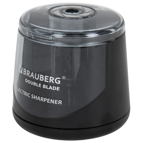 Точилка электрическая BRAUBERG DOUBLE BLADE BLACK, двойное лезвие, питание от 2 батареек АА, 271336 фото 6