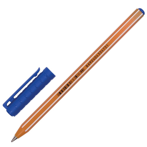 Ручка шариковая масляная PENSAN Officepen 1010, СИНЯЯ, корпус оранжевый, 1 мм, линия 0,8 мм фото 6