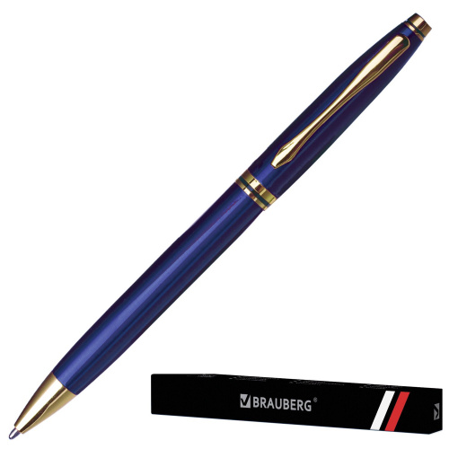 Ручка подарочная шариковая BRAUBERG "De Luxe Blue", корпус синий, линия письма 0,7 мм, синяя фото 2