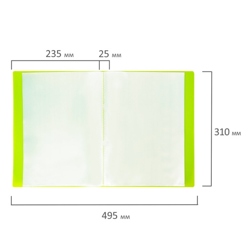 Папка 40 вкладышей BRAUBERG "Neon", 25 мм, неоновая, зеленая фото 2