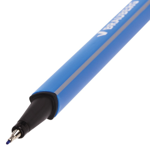 Ручка капиллярная (линер) BRAUBERG "Aero", трехгранная, металлический наконечник, голубая фото 7