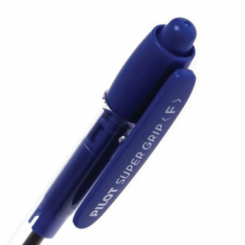 Ручка шариковая масляная автоматическая с грипом PILOT "Super Grip", линия письма 0,32 мм, синяя фото 4