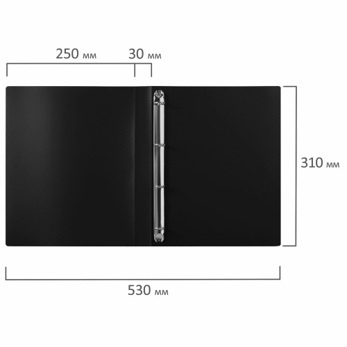 Папка на 4 кольцах STAFF, 30 мм, до 250 листов, черная фото 6