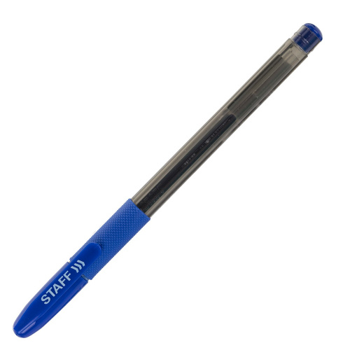 Ручка гелевая с грипом STAFF "Basic", корпус тонированный, линия письма 0,35 мм, синяя фото 5