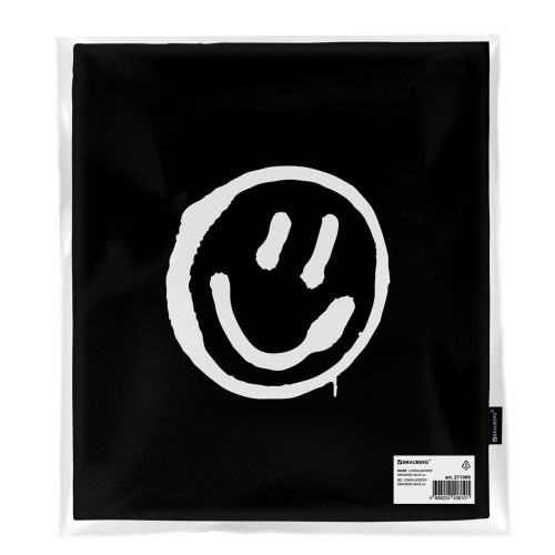 Сумка-шоппер BRAUBERG, канвас, 40х35 см, черный, "Smiley", 271900 фото 3