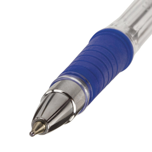 Ручка шариковая масляная с грипом BRAUBERG "i-Rite GT", корпус прозрачный, синяя фото 8