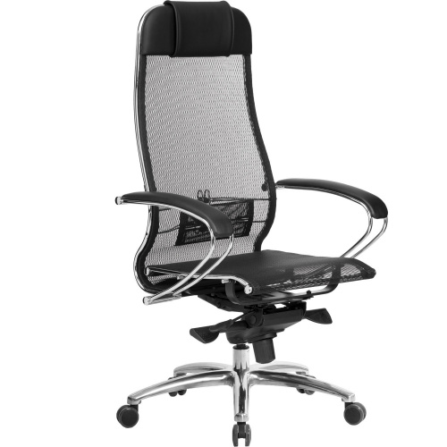 Кресло офисное МЕТТА "SAMURAI" S-1.04, сверхпрочная ткань-сетка, черное фото 4