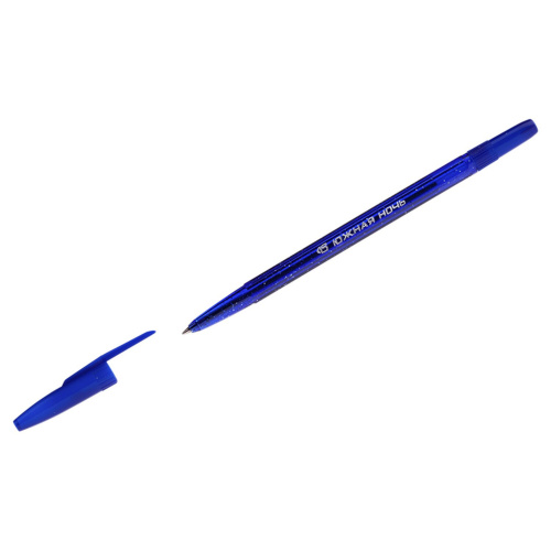 Ручка шариковая масляная СТАММ "Южная ночь", корпус тонированный синий, линия письма 0,7 мм, синяя фото 3